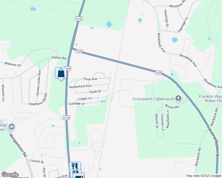 map of restaurants, bars, coffee shops, grocery stores, and more near 300-398 Clark Street in Franklin