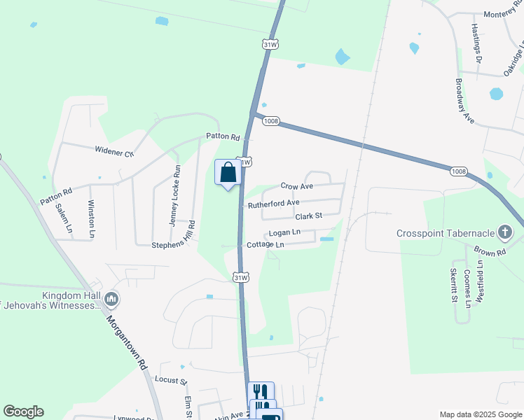 map of restaurants, bars, coffee shops, grocery stores, and more near 206 Clark Street in Franklin