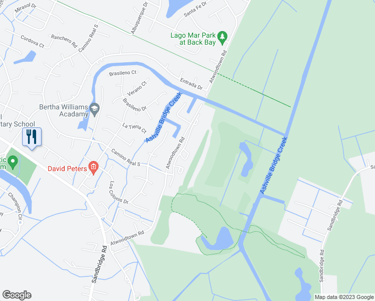 map of restaurants, bars, coffee shops, grocery stores, and more near 2593 Lotus Creek Drive in Virginia Beach