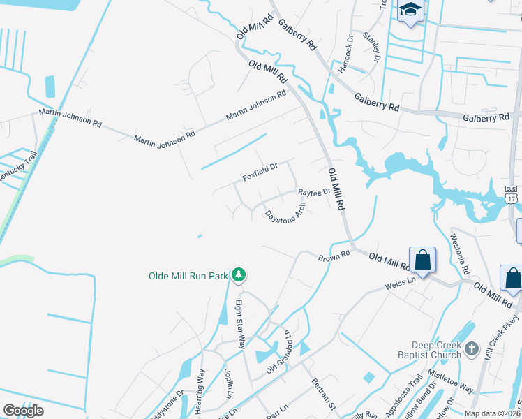 map of restaurants, bars, coffee shops, grocery stores, and more near 3515 Raytee Drive in Chesapeake