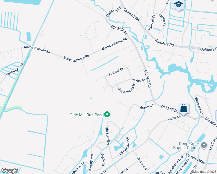 map of restaurants, bars, coffee shops, grocery stores, and more near 3401 Marla Court in Chesapeake