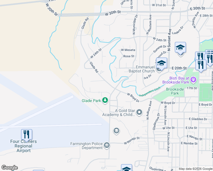 map of restaurants, bars, coffee shops, grocery stores, and more near 1776 Glade Road in Farmington