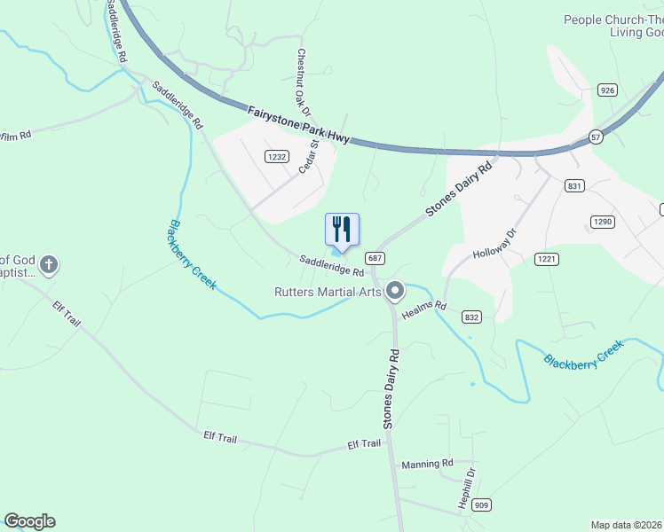 map of restaurants, bars, coffee shops, grocery stores, and more near 344 Saddleridge Road in Bassett