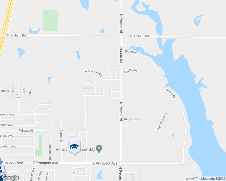 map of restaurants, bars, coffee shops, grocery stores, and more near 3550 North Pecan Road in Ponca City