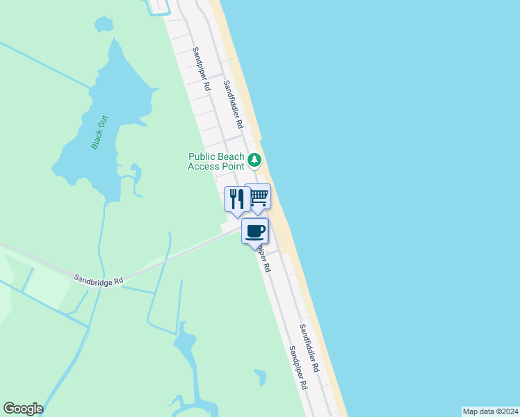 map of restaurants, bars, coffee shops, grocery stores, and more near 204 Sandbridge Road in Virginia Beach