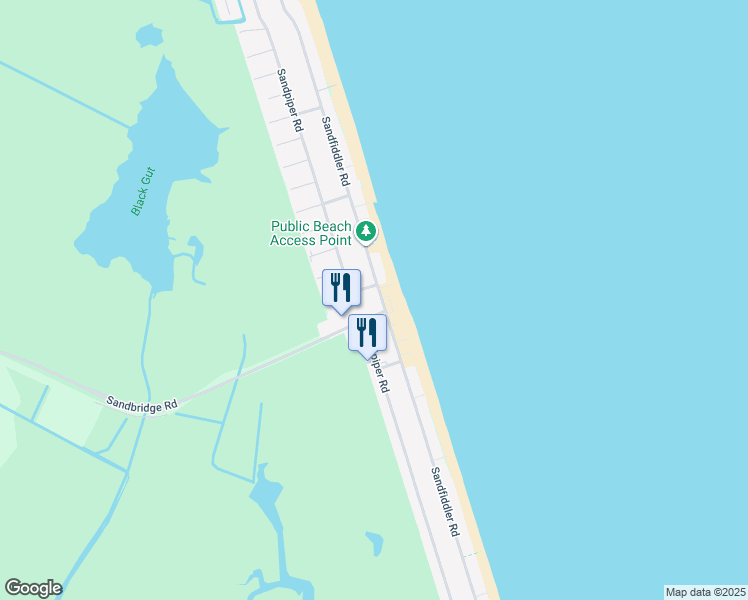 map of restaurants, bars, coffee shops, grocery stores, and more near 204 Sandbridge Road in Virginia Beach