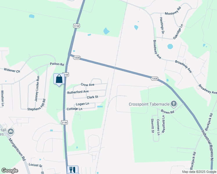 map of restaurants, bars, coffee shops, grocery stores, and more near 214-298 Crow Ave in Franklin