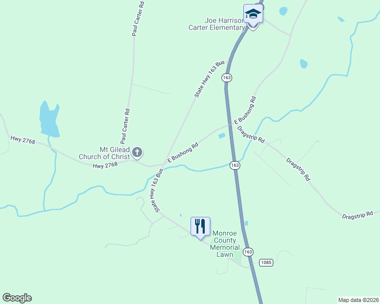 map of restaurants, bars, coffee shops, grocery stores, and more near 1-363 East Bushong Road in Tompkinsville
