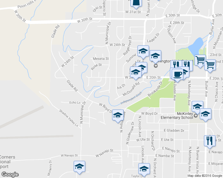 map of restaurants, bars, coffee shops, grocery stores, and more near 1800 Brenwood Drive in Farmington