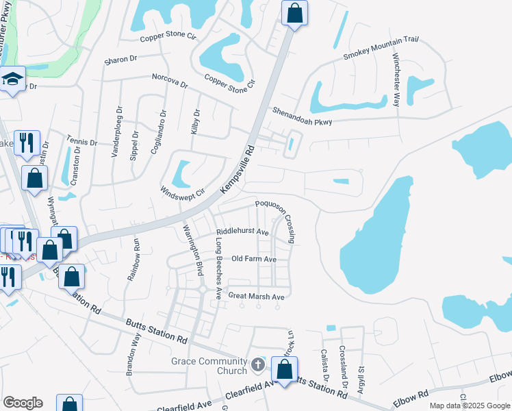 map of restaurants, bars, coffee shops, grocery stores, and more near 1120 Walnut Neck Avenue in Chesapeake