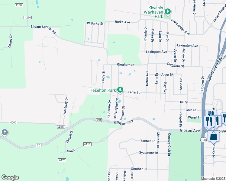 map of restaurants, bars, coffee shops, grocery stores, and more near 1900 Katherine Drive in West Plains