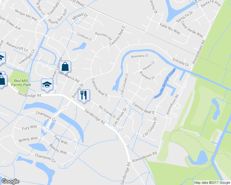 map of restaurants, bars, coffee shops, grocery stores, and more near 1008 Camino Real South in Virginia Beach