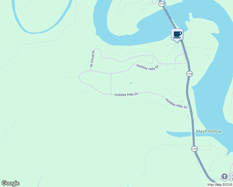map of restaurants, bars, coffee shops, grocery stores, and more near 638 Holiday Hills Drive in Cape Fair