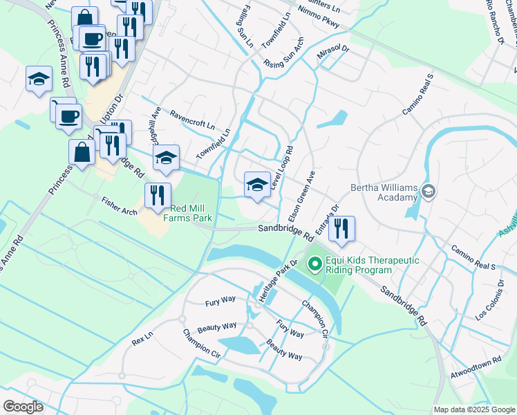 map of restaurants, bars, coffee shops, grocery stores, and more near 1860 Sandbridge Road in Virginia Beach