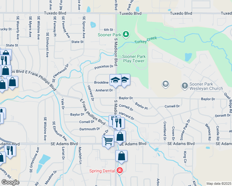 map of restaurants, bars, coffee shops, grocery stores, and more near 512 South Madison Boulevard in Bartlesville