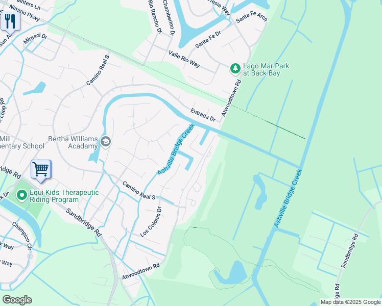 map of restaurants, bars, coffee shops, grocery stores, and more near 829 Costa Grande Drive in Virginia Beach