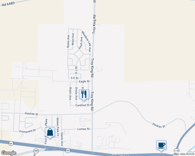 map of restaurants, bars, coffee shops, grocery stores, and more near 2000 Troy King Rd in Farmington