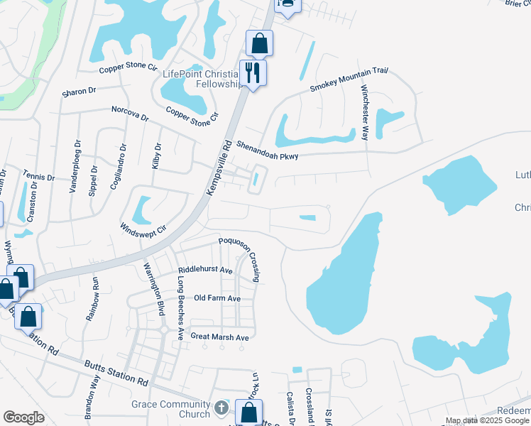 map of restaurants, bars, coffee shops, grocery stores, and more near 912 Little Marsh Lane in Chesapeake