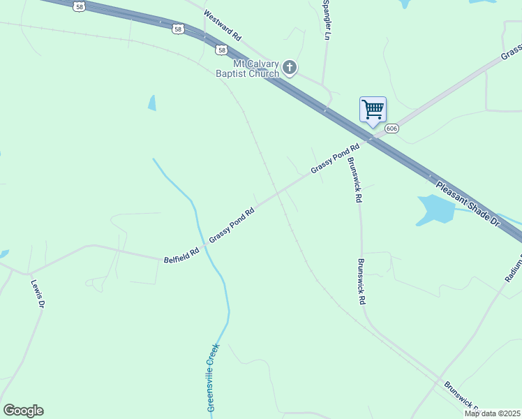 map of restaurants, bars, coffee shops, grocery stores, and more near 5046 Grassy Pond Road in Emporia