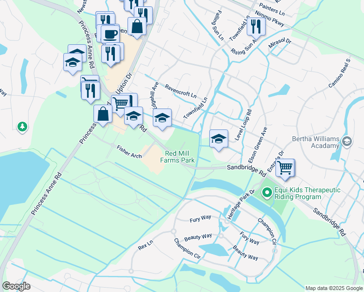 map of restaurants, bars, coffee shops, grocery stores, and more near 1900 Sandbridge Road in Virginia Beach