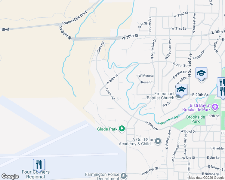 map of restaurants, bars, coffee shops, grocery stores, and more near 2100 Glade Road in Farmington