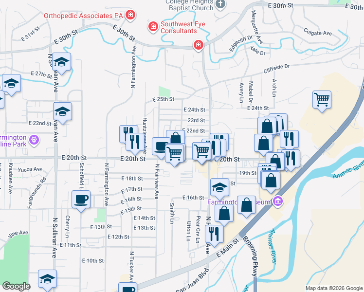 map of restaurants, bars, coffee shops, grocery stores, and more near 2016 Culpepper Lane in Farmington