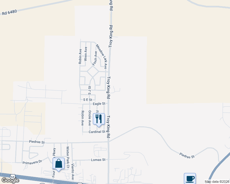 map of restaurants, bars, coffee shops, grocery stores, and more near 2000 Troy King Road in Farmington