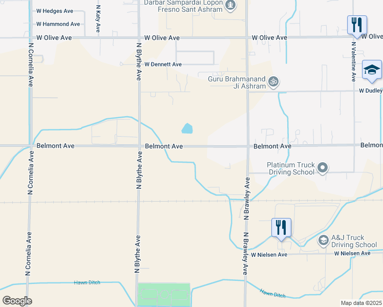 map of restaurants, bars, coffee shops, grocery stores, and more near 4221 West Belmont Avenue in Fresno