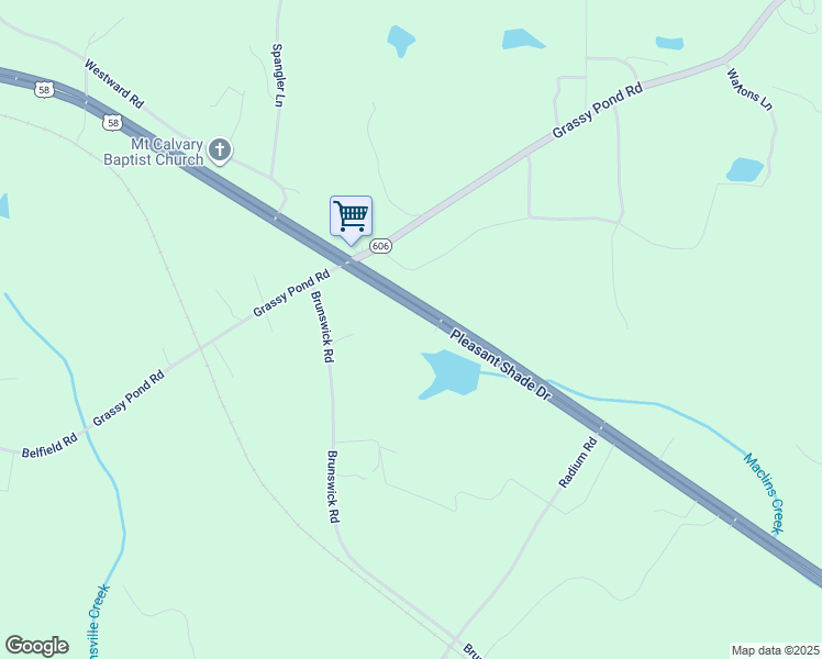 map of restaurants, bars, coffee shops, grocery stores, and more near 5726 Pleasant Shade Drive in Emporia