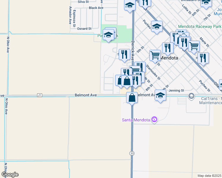 map of restaurants, bars, coffee shops, grocery stores, and more near 124 Ash Avenue in Mendota