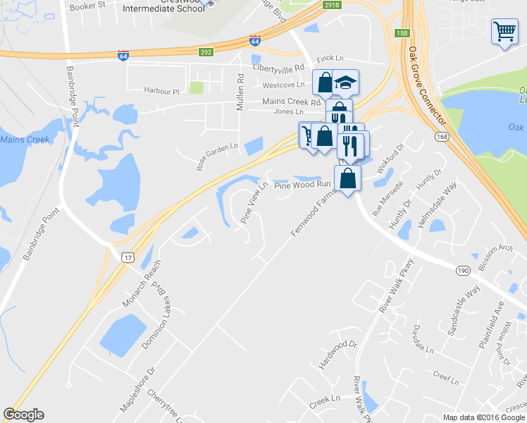 map of restaurants, bars, coffee shops, grocery stores, and more near 483 Cobblewood Bend in Chesapeake