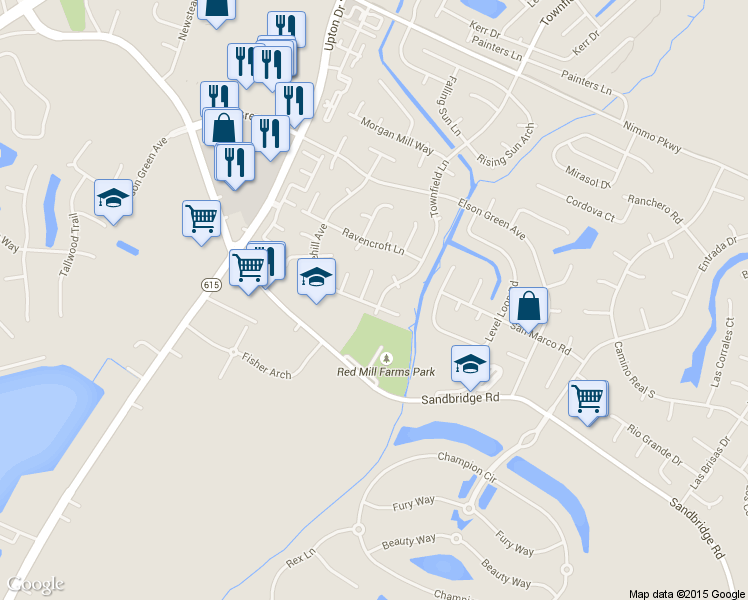 map of restaurants, bars, coffee shops, grocery stores, and more near 2581 Townfield Lane in Virginia Beach