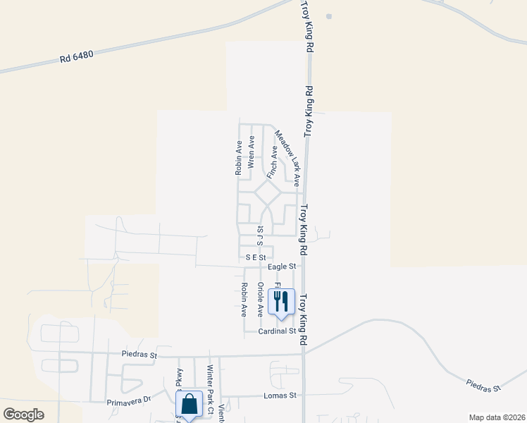 map of restaurants, bars, coffee shops, grocery stores, and more near South J Street in Farmington
