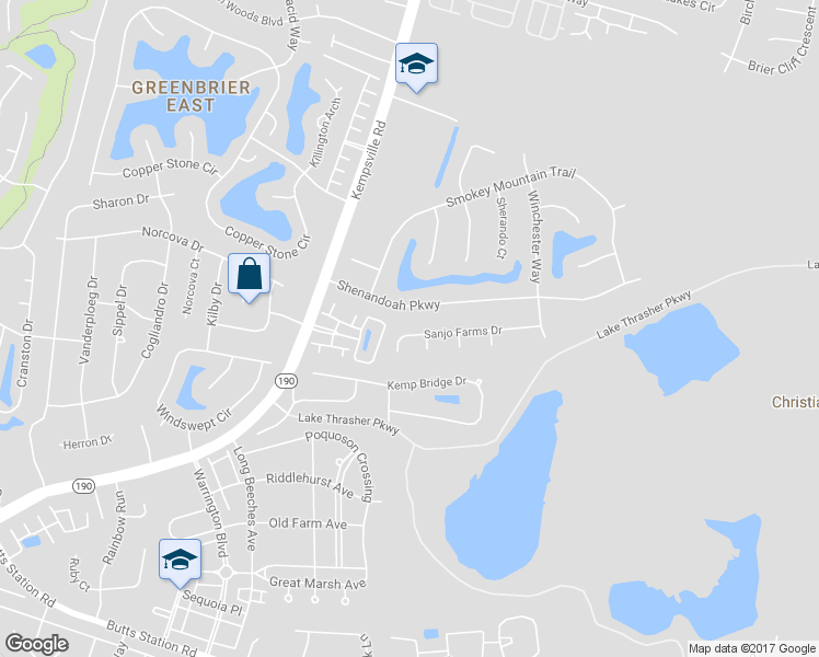 map of restaurants, bars, coffee shops, grocery stores, and more near 1312 Sanjo Farms Drive in Chesapeake