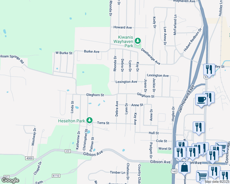 map of restaurants, bars, coffee shops, grocery stores, and more near 2400-2414 Gleghorn Street in West Plains