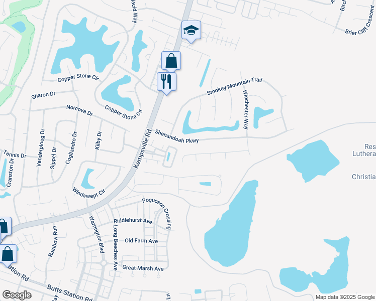 map of restaurants, bars, coffee shops, grocery stores, and more near 1312 Sanjo Farms Drive in Chesapeake