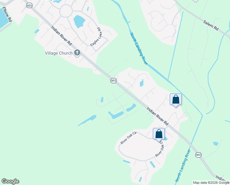 map of restaurants, bars, coffee shops, grocery stores, and more near 3840 Affirmed Way in Virginia Beach