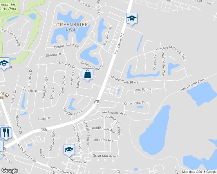 map of restaurants, bars, coffee shops, grocery stores, and more near 1320 Sommerton Way in Chesapeake