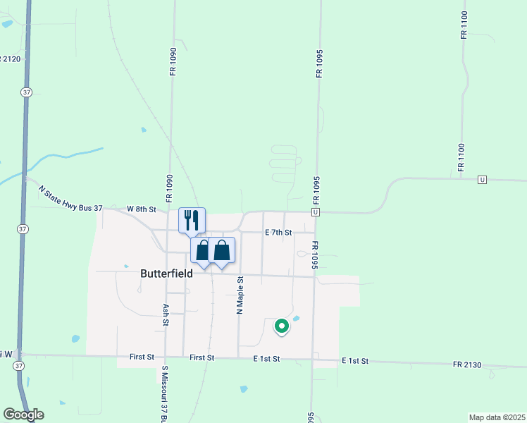 map of restaurants, bars, coffee shops, grocery stores, and more near in Butterfield