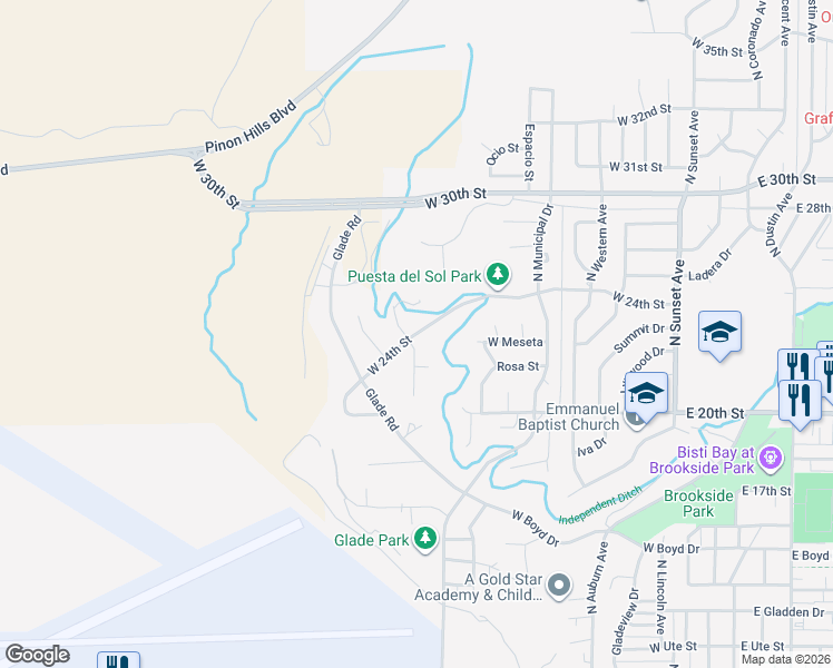 map of restaurants, bars, coffee shops, grocery stores, and more near 803 24th Street in Farmington