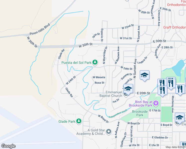 map of restaurants, bars, coffee shops, grocery stores, and more near 705 West 24th Street in Farmington