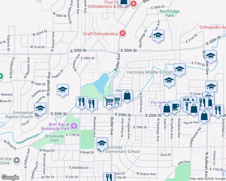 map of restaurants, bars, coffee shops, grocery stores, and more near 707 23rd Street in Farmington
