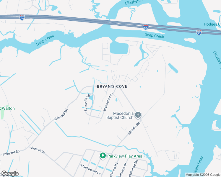 map of restaurants, bars, coffee shops, grocery stores, and more near 1809 Shipyard Road in Chesapeake