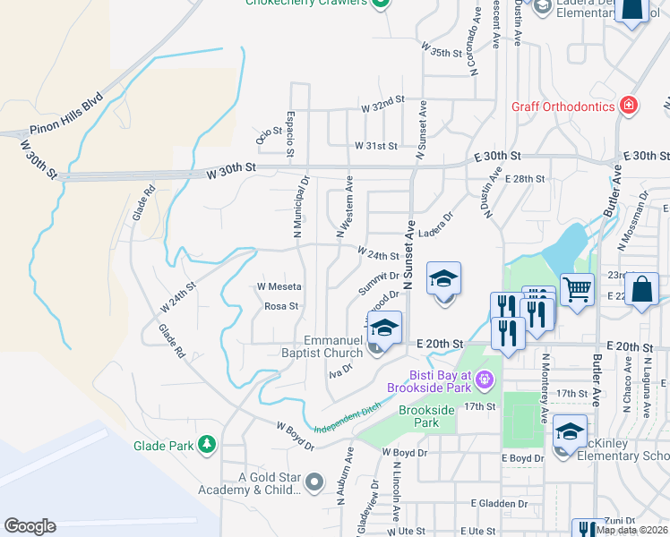 map of restaurants, bars, coffee shops, grocery stores, and more near 2312 North Western Avenue in Farmington