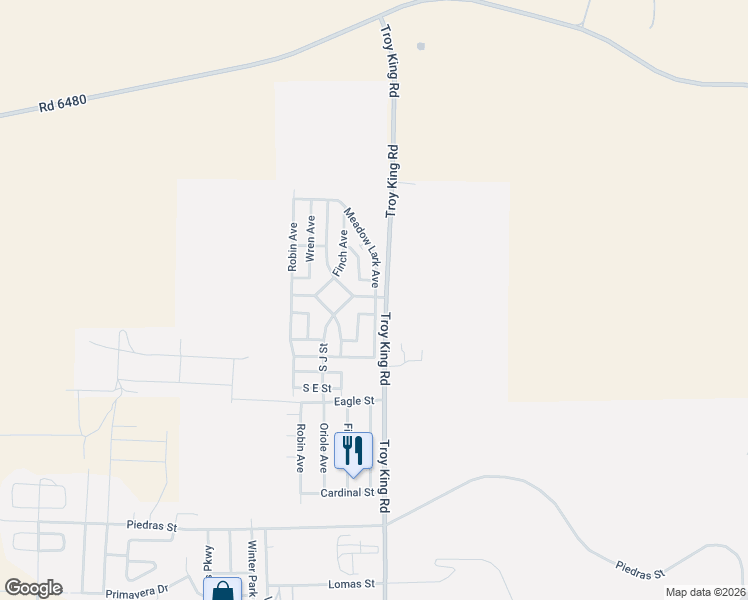 map of restaurants, bars, coffee shops, grocery stores, and more near 2418-2498 Troy King Road in Farmington