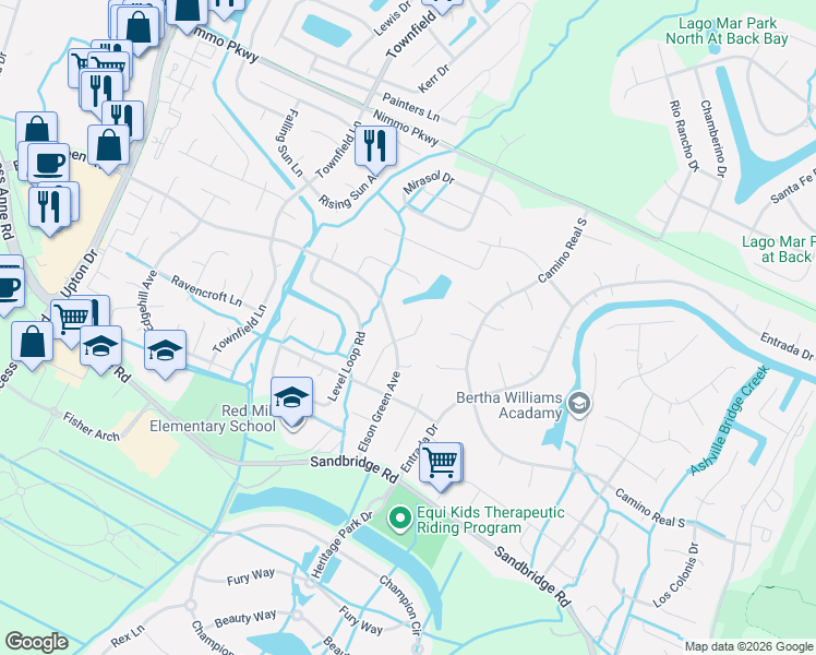 map of restaurants, bars, coffee shops, grocery stores, and more near 2409 Locust Grove Lane in Virginia Beach