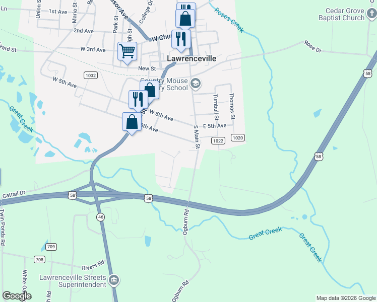 map of restaurants, bars, coffee shops, grocery stores, and more near 100-240 6th Ave in Lawrenceville