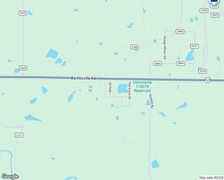 map of restaurants, bars, coffee shops, grocery stores, and more near 52 Ilma Drive in Bartlesville