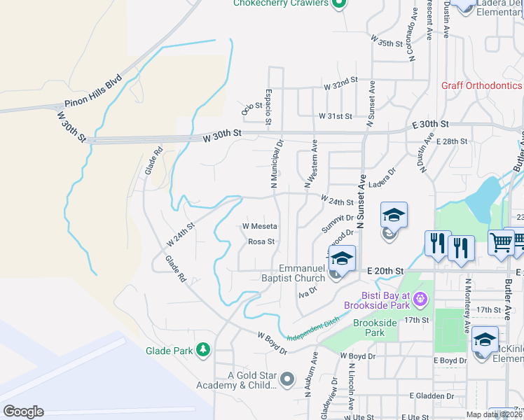 map of restaurants, bars, coffee shops, grocery stores, and more near 613 West 24th Street in Farmington