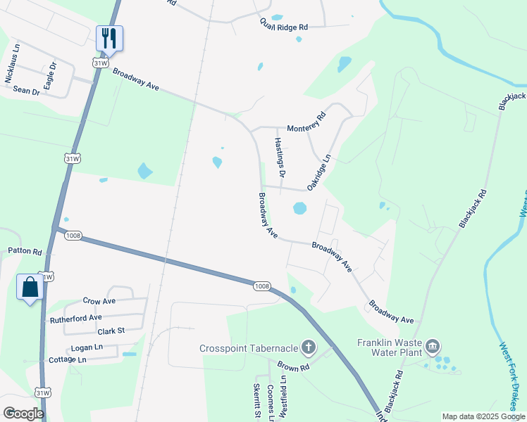 map of restaurants, bars, coffee shops, grocery stores, and more near State Highway 1788 in Franklin